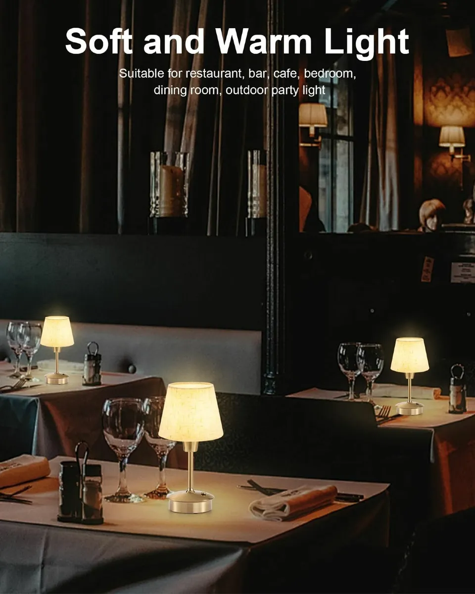 2 Pack Small Cordless Table Lamp 5200mAh Rechargea - Image 2