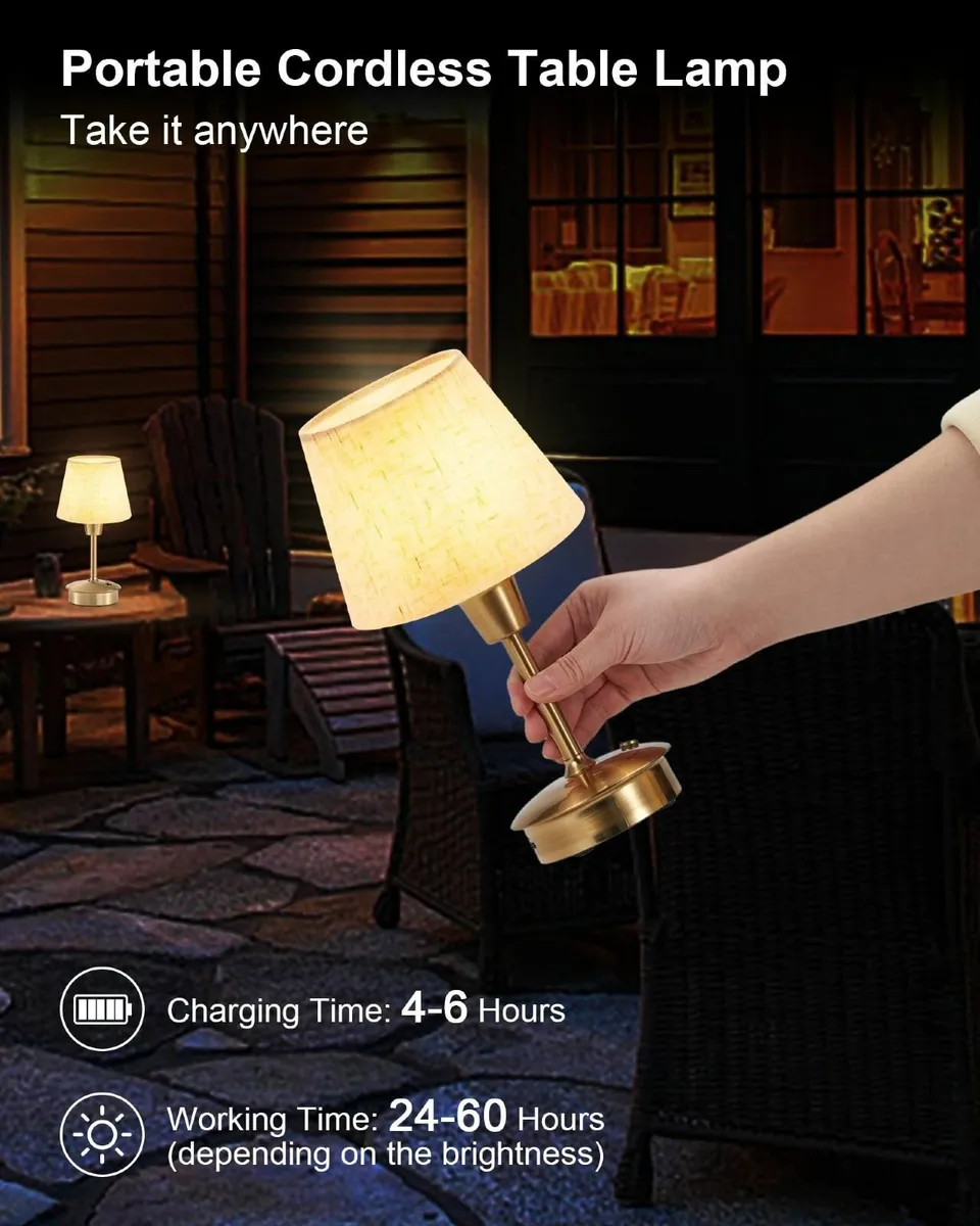 2 Pack Small Cordless Table Lamp 5200mAh Rechargea - Image 4
