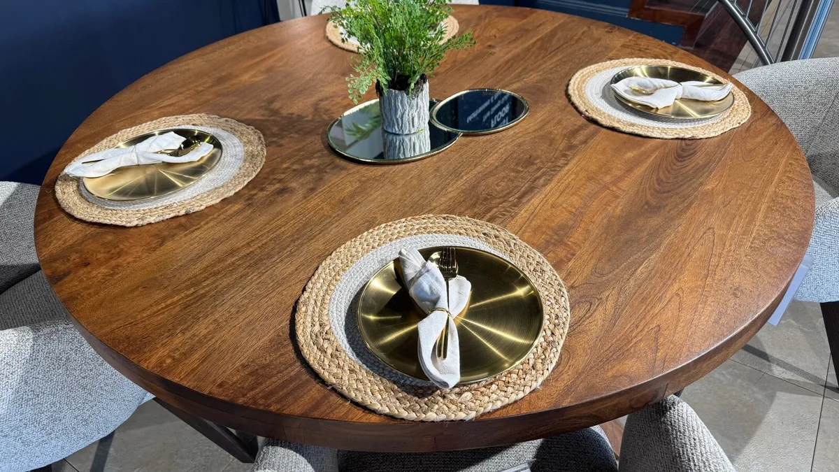 1.5m Round Dining Table Ex Display Like New - Image 4