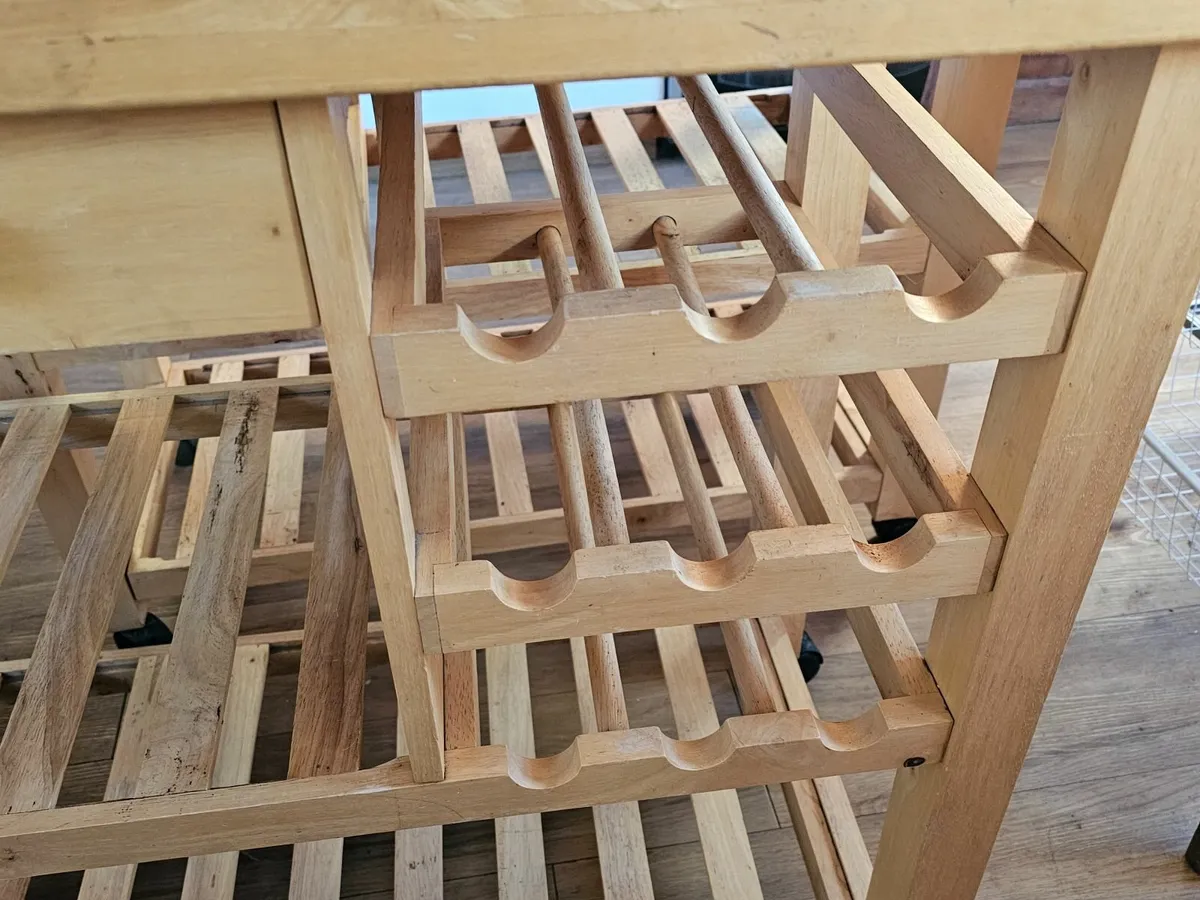 Rolling Wooden Kitchen Island Trolley Storage Cart - Image 2