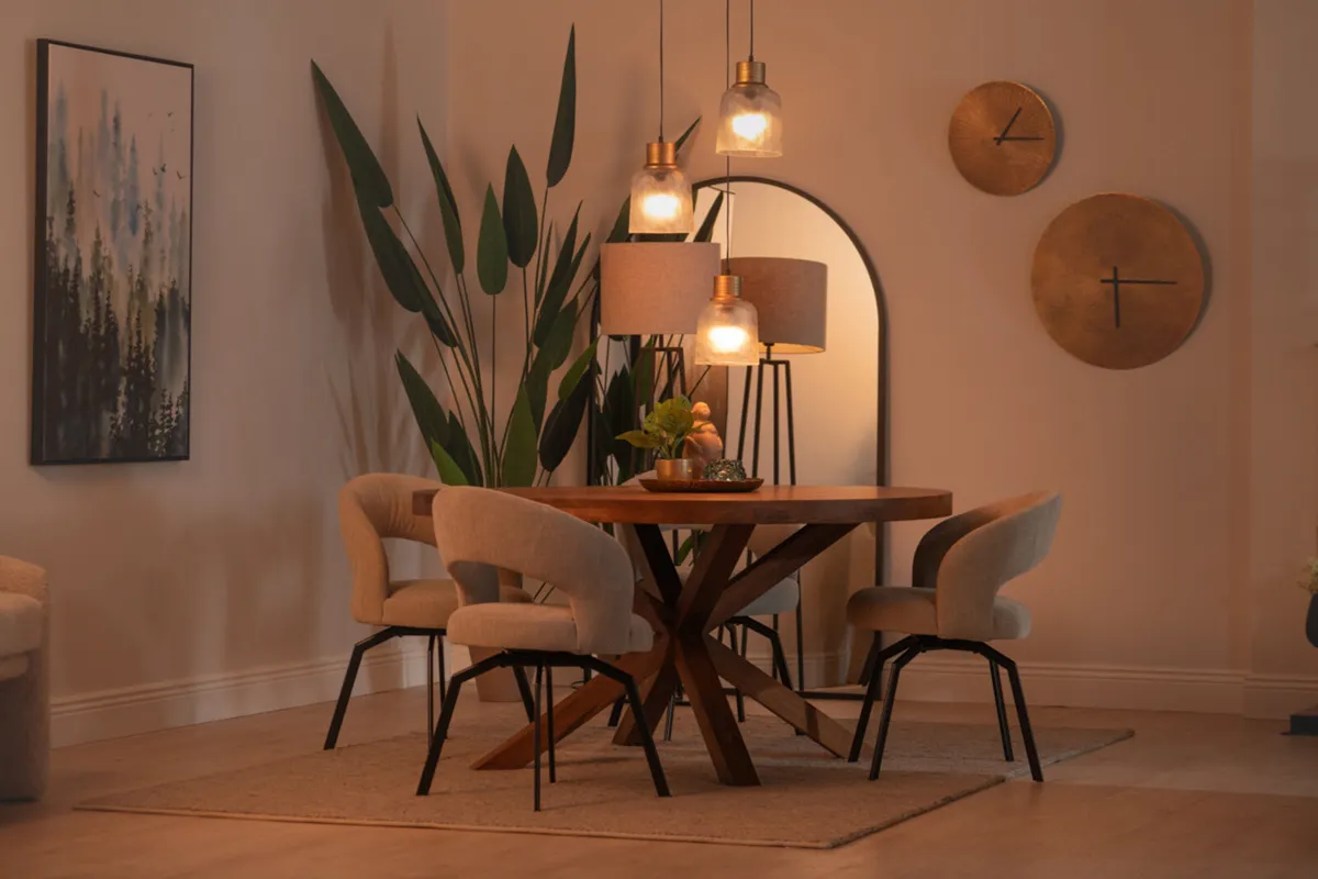 1.5m Round Dining Table Ex Display Like New - Image 2