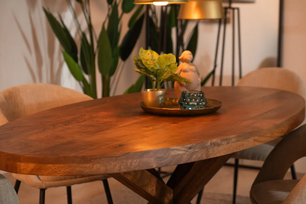 2.0m Oval Large Dining Table Ex Display Like New - Image 2