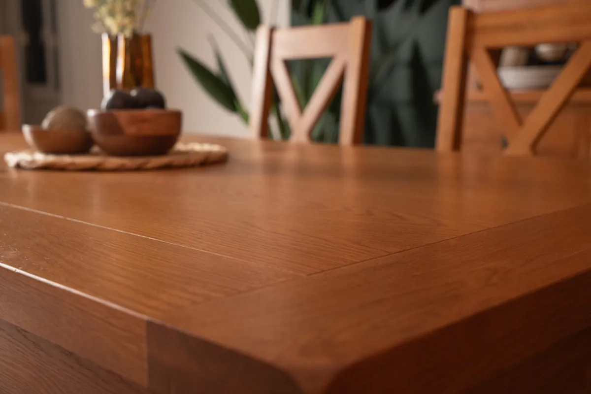 Large Solid Oak Extending Dining Table Ex Display - Image 3