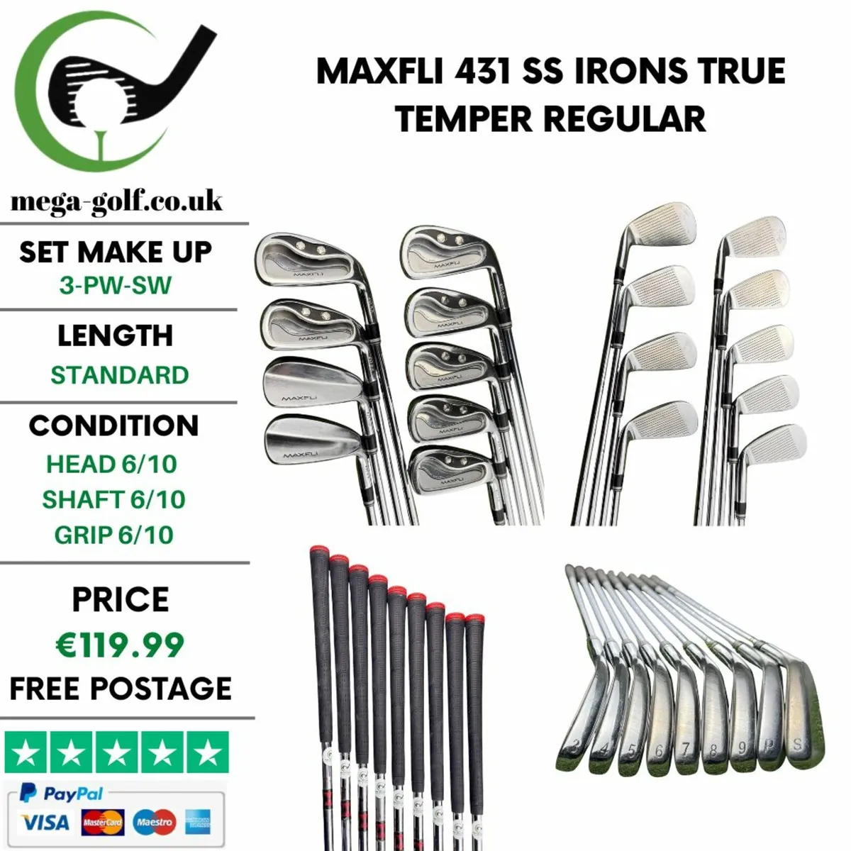 Maxfli 431 SS Irons / 3-Pw-Sw /True Temper Regular - Image 1