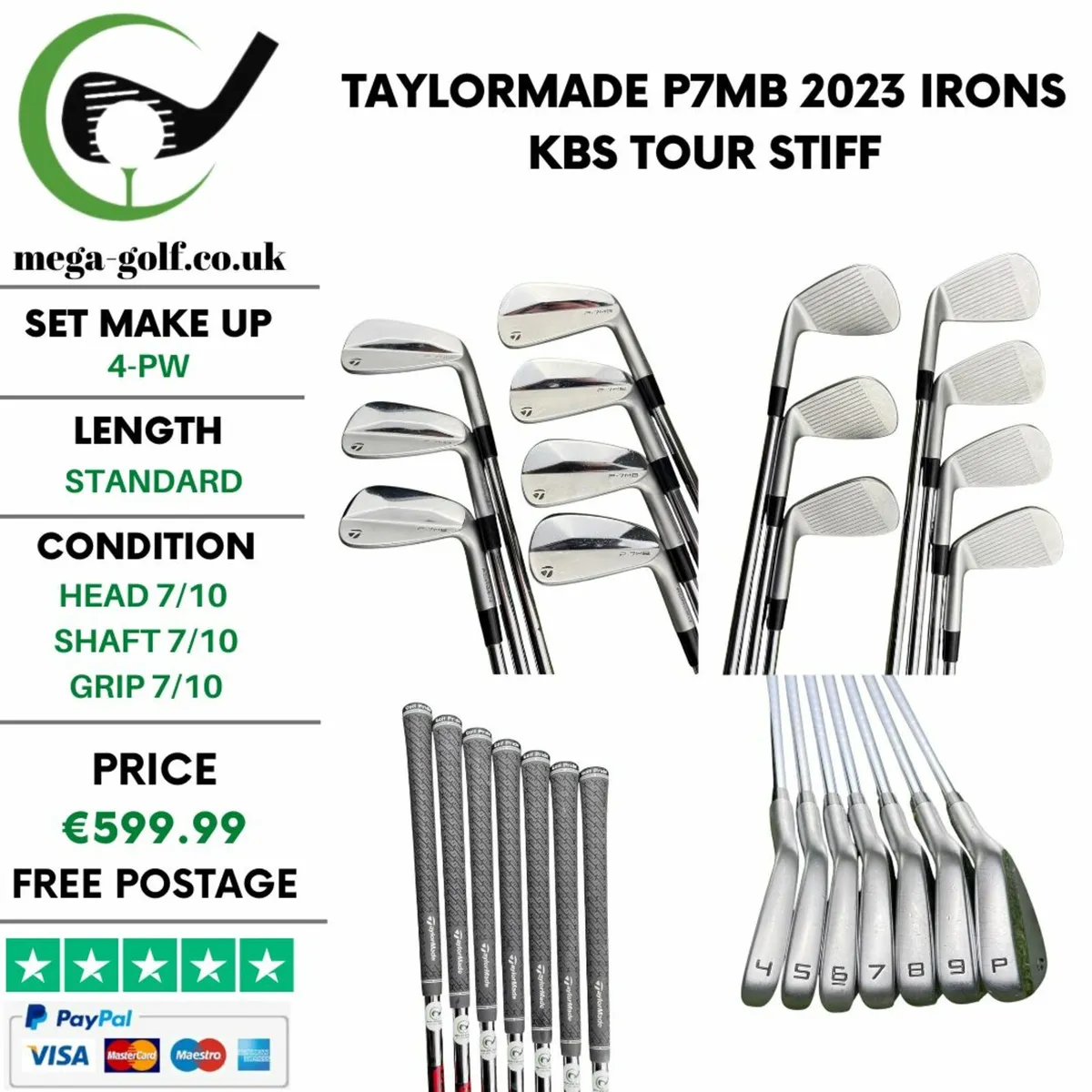 Taylormade P7MB 2023 Irons / 4-Pw / KBS Tour Stiff - Image 1