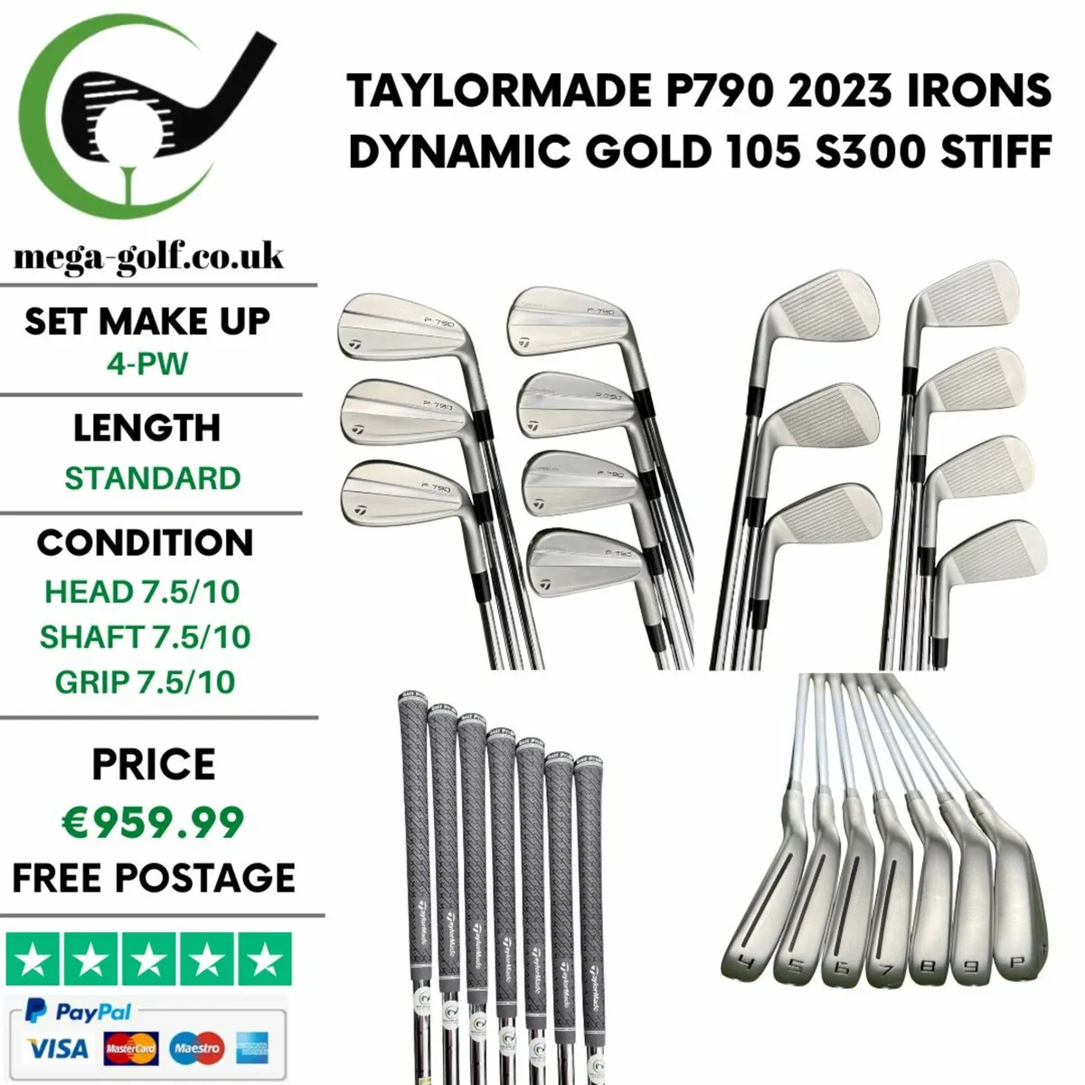 Taylormade P790 2023 Irons / 4-Pw / Stiff - Image 1