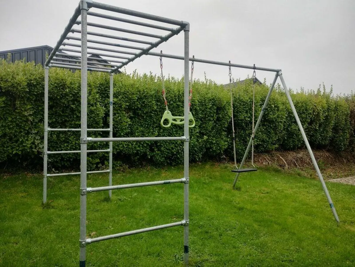 Childrens Metal Climbing Frame & Swing Set - Image 1