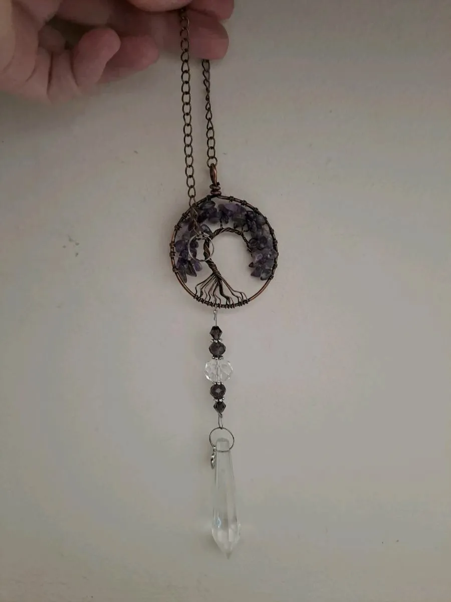 Amethyst Tree of Life Crystal Hanging / Suncatcher - Image 2