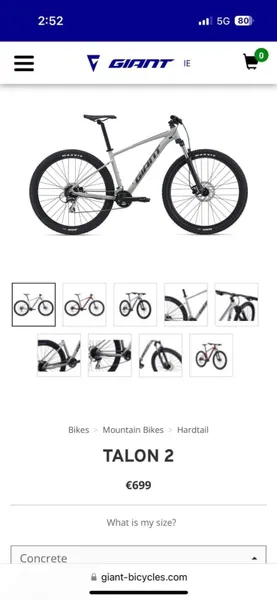 Giant talon discount bike size chart