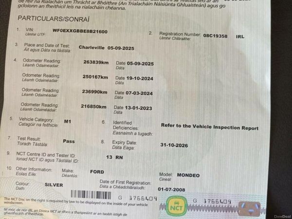 Ford Mondeo Hatchback, Diesel, 2008, Silver