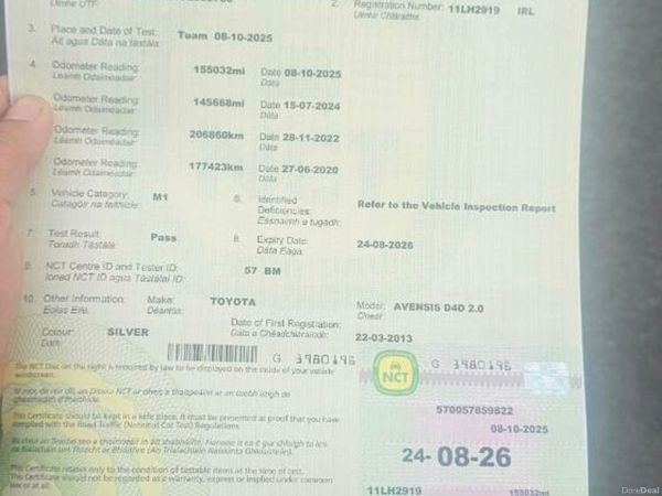 Toyota Avensis Saloon, Diesel, 2011, Silver