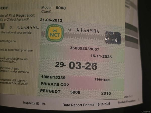 Peugeot 5008 MPV, Diesel, 2010, Grey