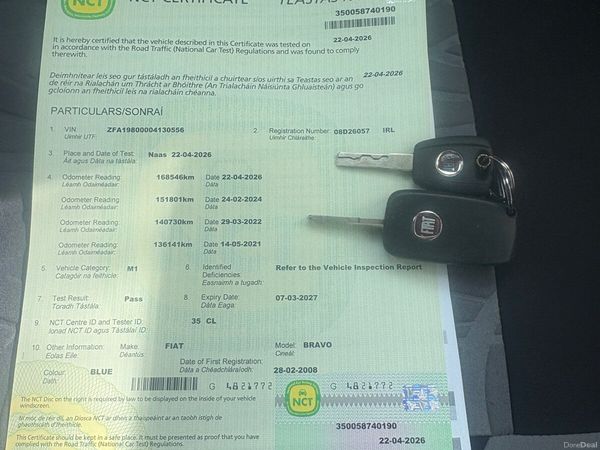 Fiat Bravo Hatchback, Petrol, 2008, Blue