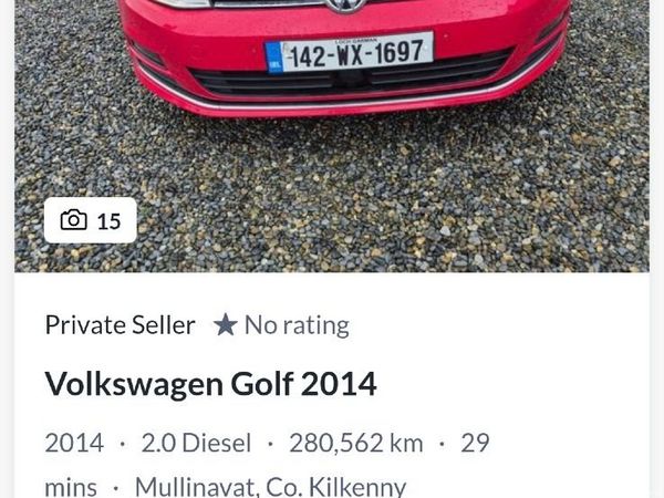 Volkswagen Golf Hatchback, Diesel, 2014, Red