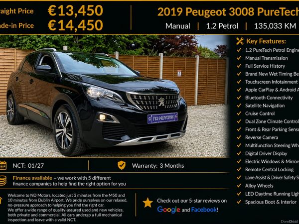 Peugeot 3008 MPV, Petrol, 2019, Black