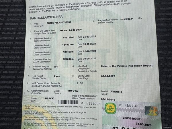 Toyota Avensis Saloon, Petrol, 2011, Black