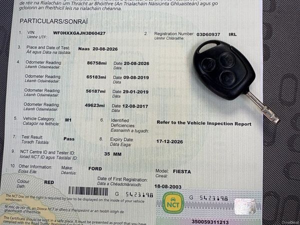 Ford Fiesta Hatchback, Petrol, 2003, Red
