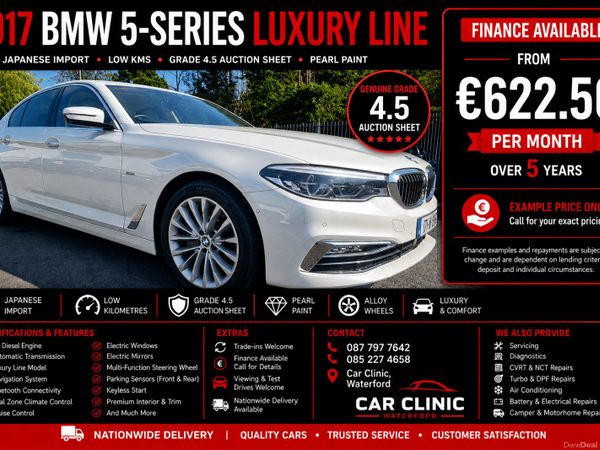 BMW 5-Series Saloon, Diesel, 2017, White