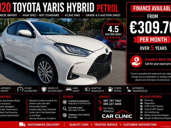 Toyota Yaris Hatchback, Petrol Hybrid, 2020, White