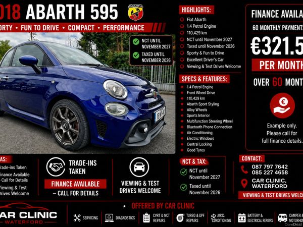 Abarth 595 Hatchback, Petrol, 2018, Blue