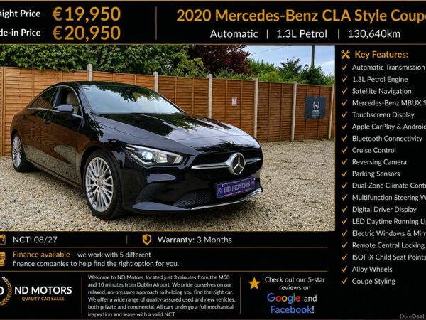 Mercedes-Benz CLA Saloon, Petrol, 2020, Black