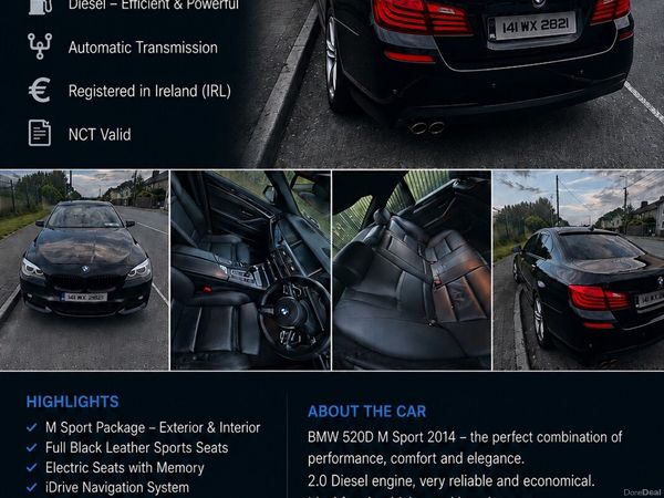 BMW 5-Series Saloon, Diesel, 2014, Black