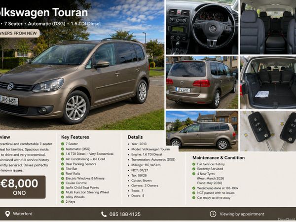 Volkswagen Touran MPV, Diesel, 2013, Brown