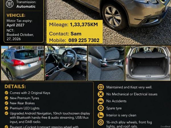 Peugeot 2008 SUV, Petrol, 2015, Grey