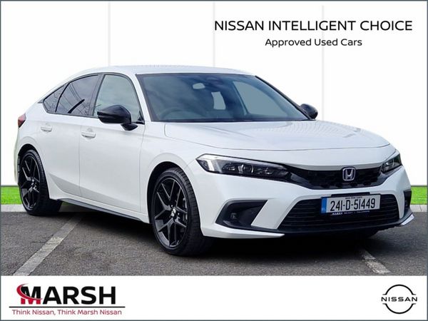 Honda Civic Hatchback, Petrol Hybrid, 2024, White