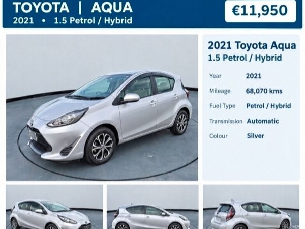 Toyota Aqua Hatchback, Petrol Hybrid, 2021, Silver