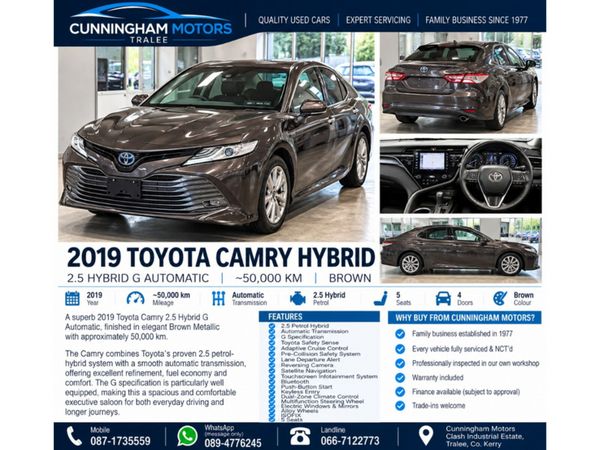 Toyota Camry Saloon, Petrol Hybrid, 2019, Brown