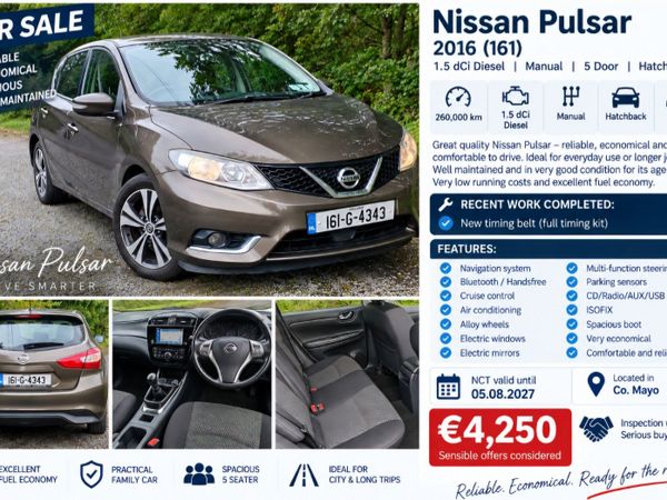Nissan Pulsar Hatchback, Diesel, 2016, Brown