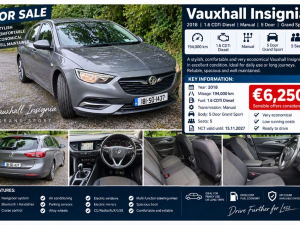 Vauxhall Insignia Hatchback, Diesel, 2018, Grey