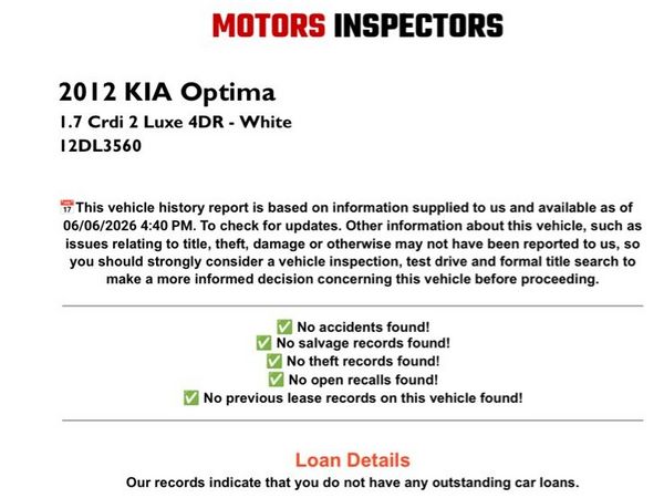 Kia Optima Saloon, Diesel, 2012, White