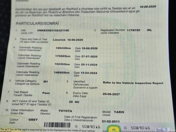 Toyota Yaris Hatchback, Petrol, 2011, Grey