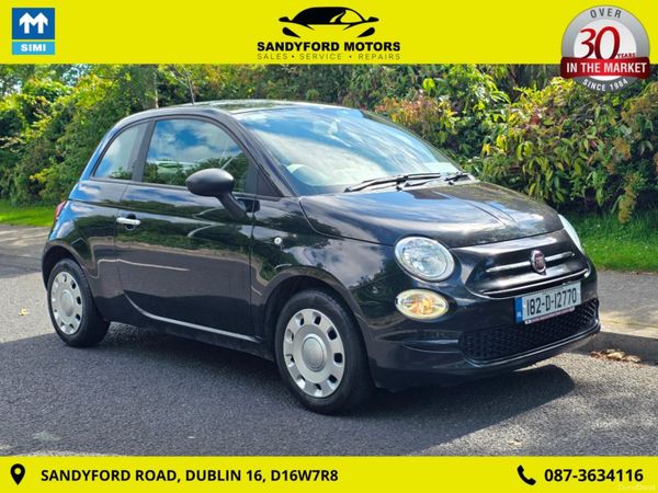 Fiat 500 Hatchback, Petrol, 2018, Black