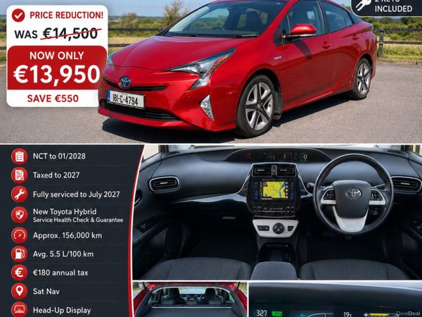 Toyota Prius Hatchback, Petrol Hybrid, 2018, Red