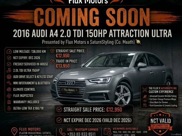 Audi A4 Saloon, Diesel, 2016, Grey