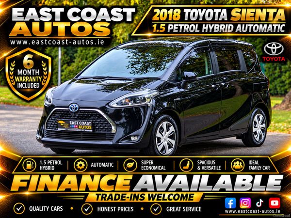 Toyota Sienta MPV, Petrol Hybrid, 2018, Black