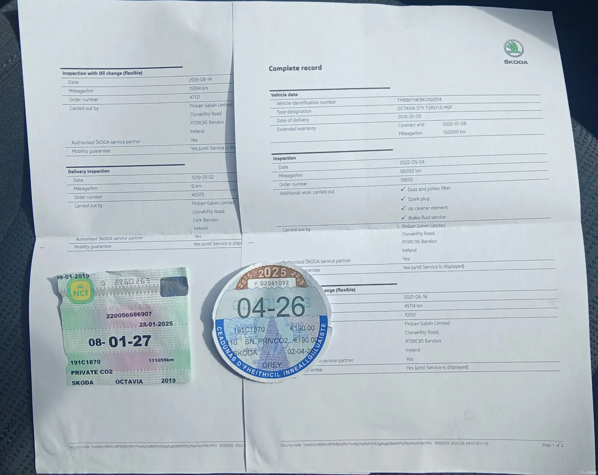 Skoda Octavia 2019 STYLE 1.0 TSi - FSSH - IRISH CA - Image 2