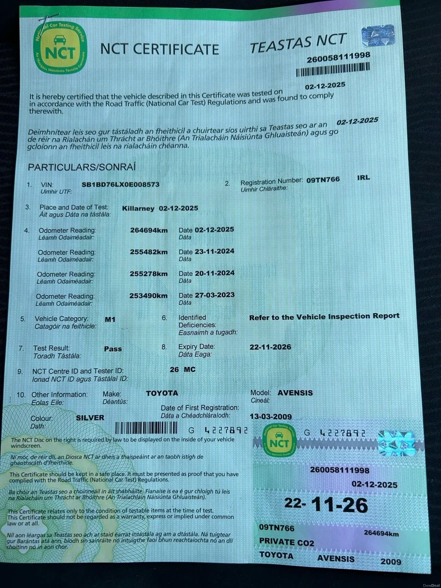 2009 Toyota Avensis d4d…New NCT and Serviced - Image 2