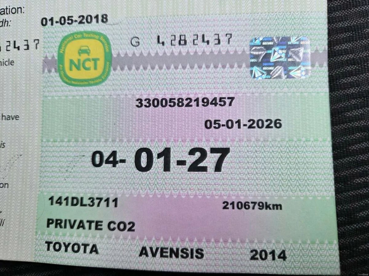 14 Avensis Estate. 1 Yr NCT - Image 1