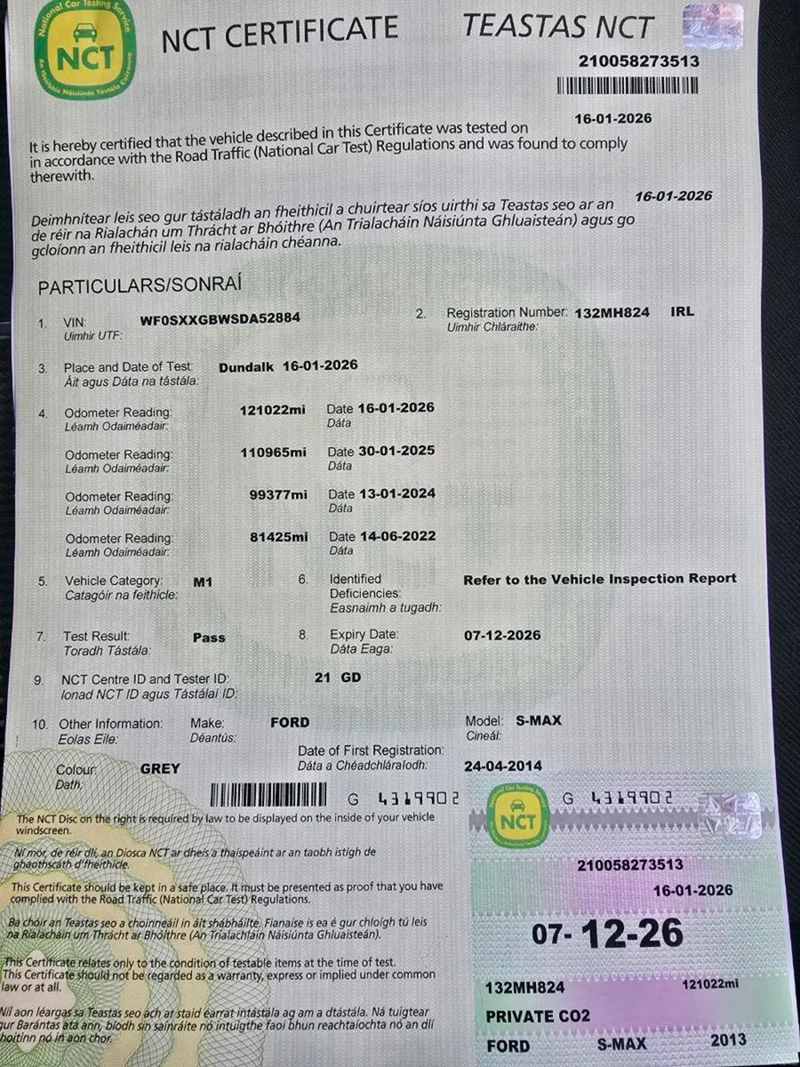 Ford SMax 7 seats new NCT - Image 1