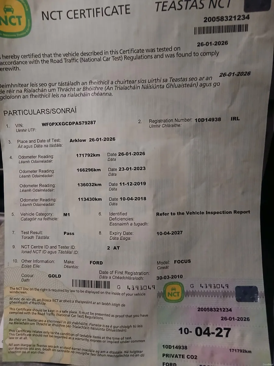 Ford focus Zetec Sport 170km new nct - Image 2