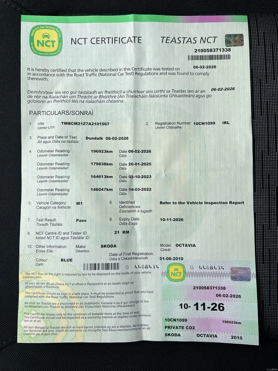 2010 Skoda Octavia 1.2 Petrol New NCT 11/26 Low KM - Image 3