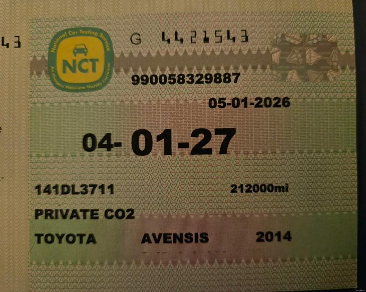 14 Avensis Estate. 1 Yr NCT - Image 2