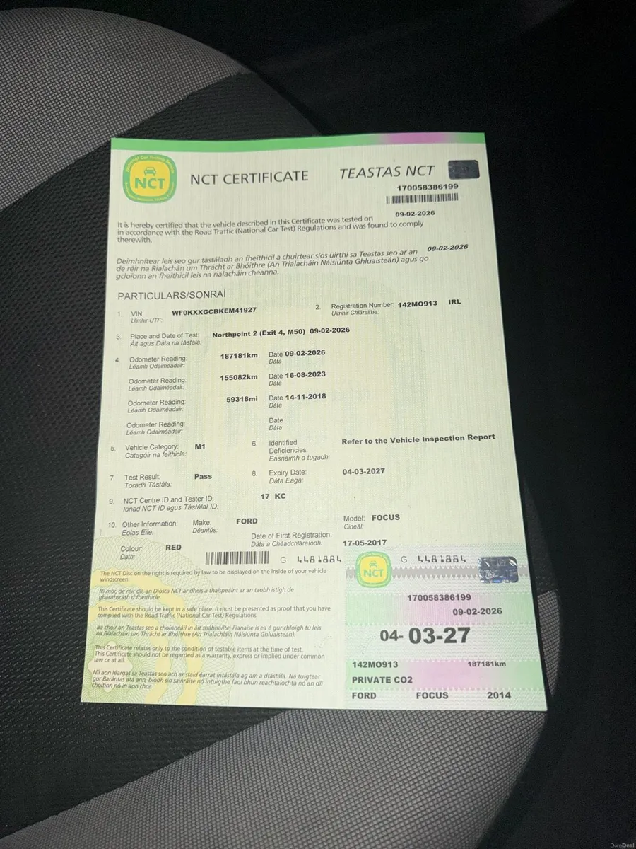 2014 Ford Focus 1.6 TDCI Manual 03/27 NCT - Image 2