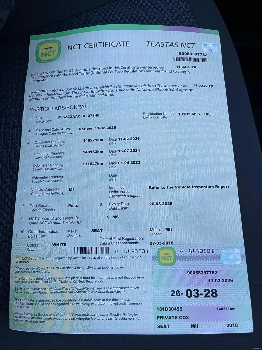 2018 Seat Mii 1.0L Petrol NEW NCT 03-2028 - Image 2