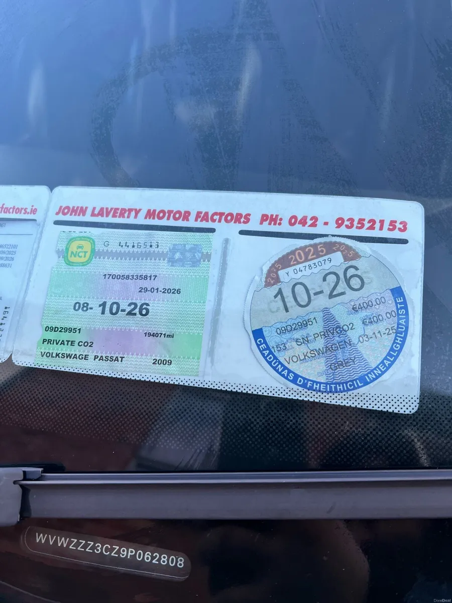 2009 Passat 2.0 diesel New NCT 10/26 TAX 10/26 - Image 3