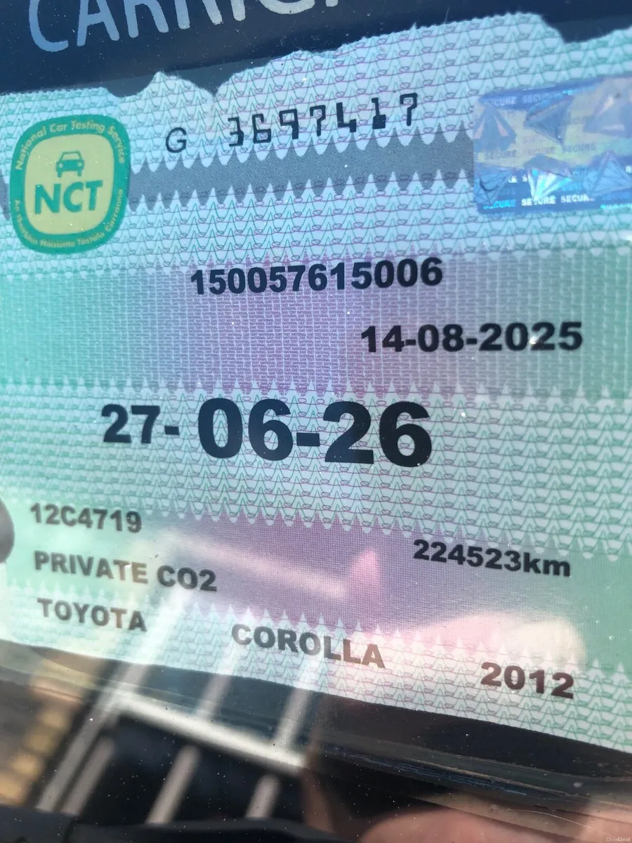 2012 Toyota Corolla 1.4 Diesel,NCT and Tax. - Image 3